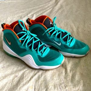 Nike Air Penny V, Size 13 Green-White-safety Orange, NWT. 6/13/2012